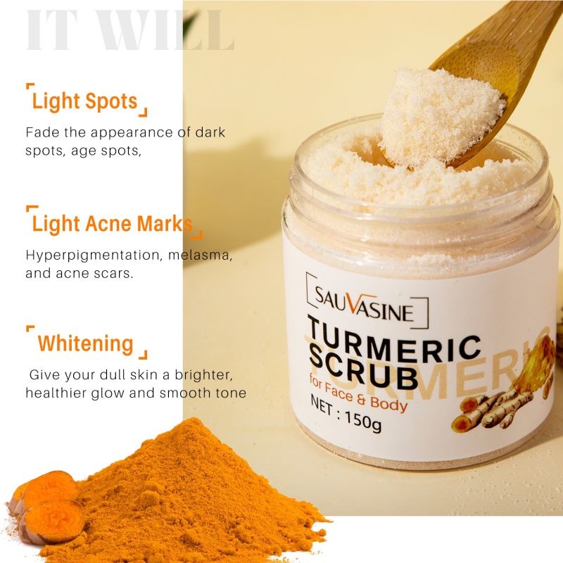Natural Turmeric Face Body Scrubs Skin Whitening Brightening For Dark Spots
